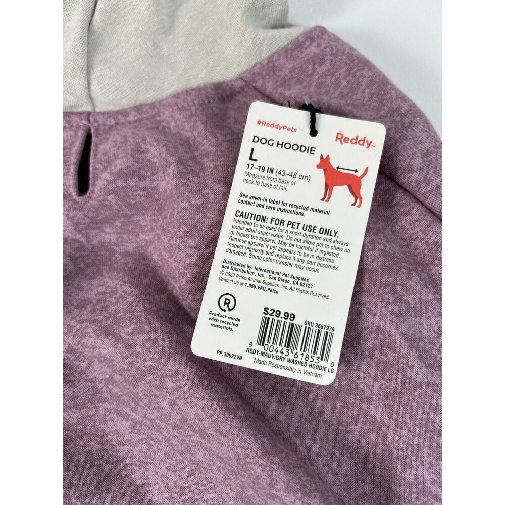 Reddy Dog Hoodie Large Mauve/Beige Pocket 17-19” - Picture 6 of 10